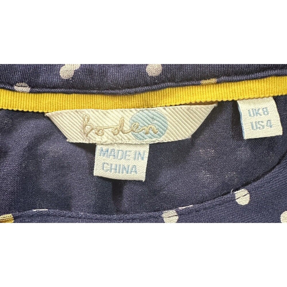 Boden Sinead Dotted V-Neck Sleeveless Peplum Top Navy Yellow Polka Dot Size US 4 - Picture 3 of 6